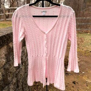 Vintage Light Pink Cable Knit Cardigan